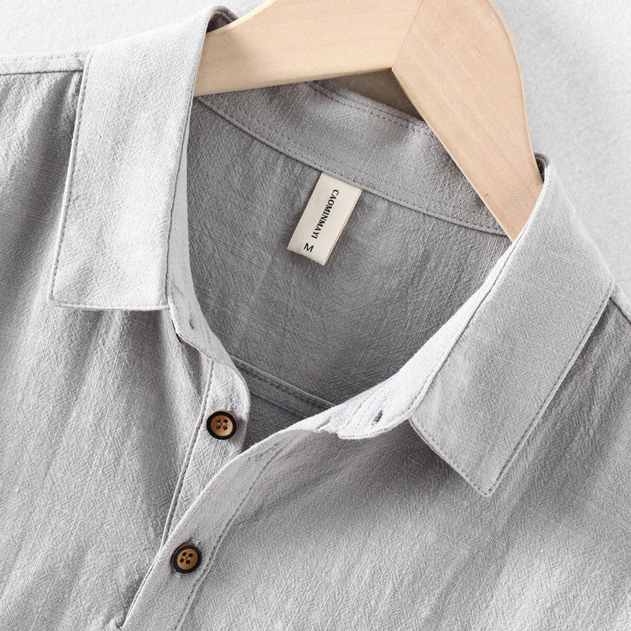 Men's Linen Shirt | Short-Sleeve Point-Collar, Summer