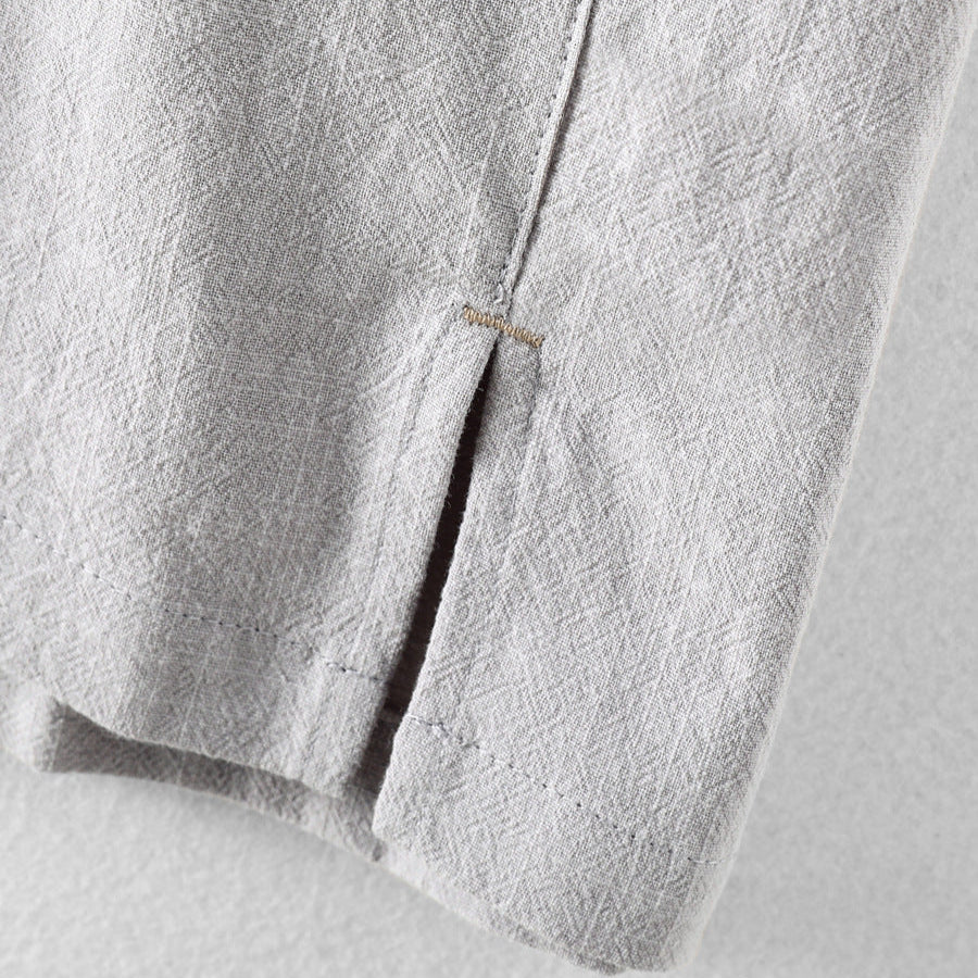 Men's Linen Shirt | Short-Sleeve Point-Collar, Summer