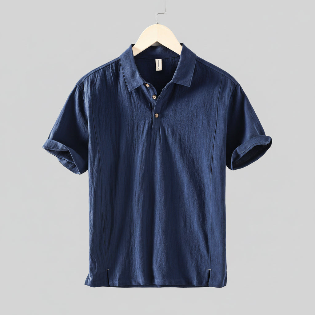 Men's Linen Shirt | Short-Sleeve Point-Collar, Summer