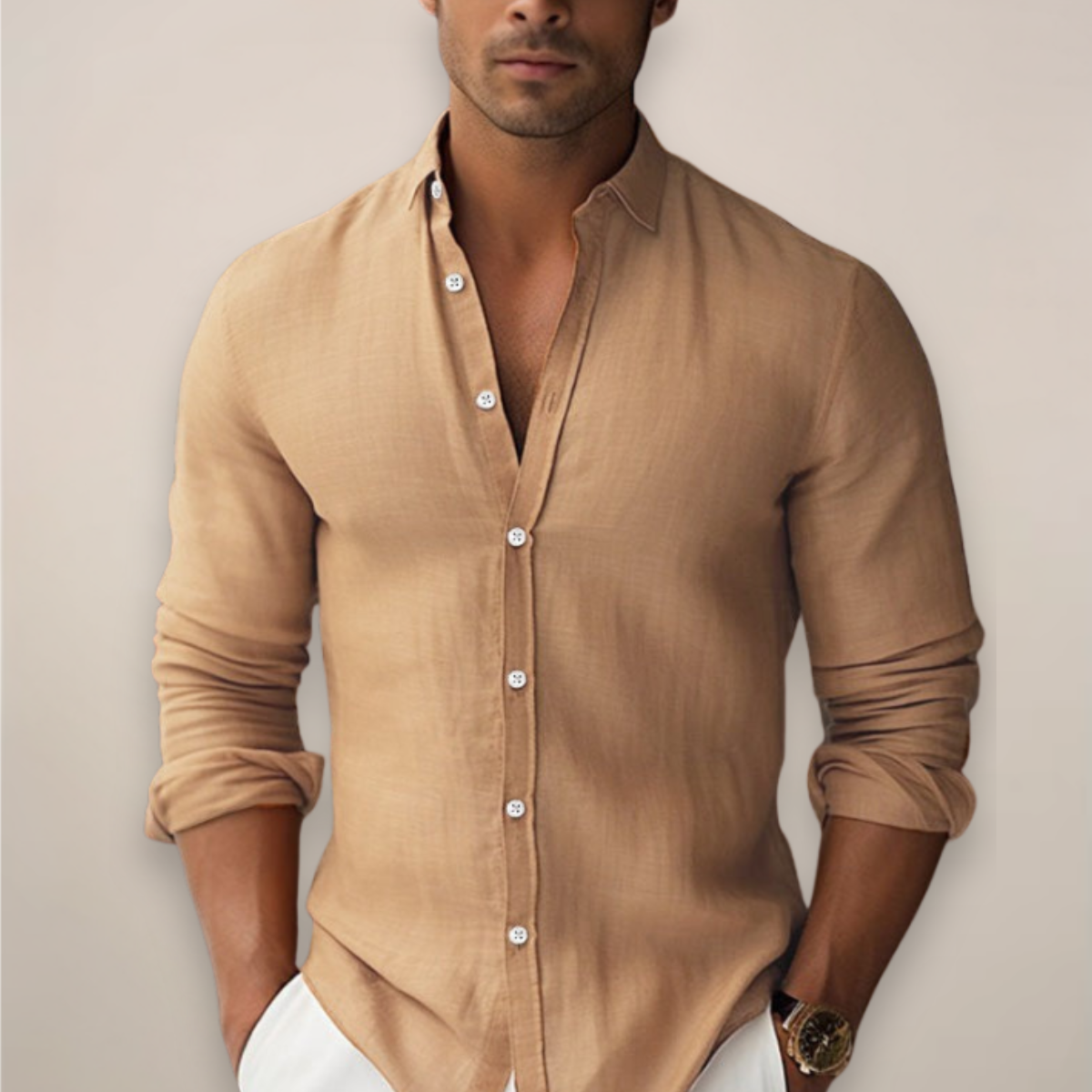 Men's Linen Shirt | Long-Sleeve Lightweight Relaxed Fit