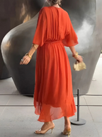 Lori™ | Women's Wrap Midi Dress with Adjustable Waist Tie | Effortless Elegance for Any Occasion 4