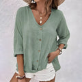 Marcia Collection | White Blouse for Women with Soft V-Neckline | Effortless Summer Style