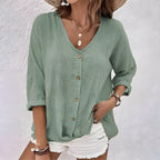 Marcia Collection | White Blouse for Women with Soft V-Neckline | Effortless Summer Style