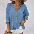 Marcia Collection | White Blouse for Women with Soft V-Neckline | Effortless Summer Style