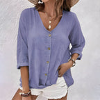 Marcia Collection | White Blouse for Women with Soft V-Neckline | Effortless Summer Style