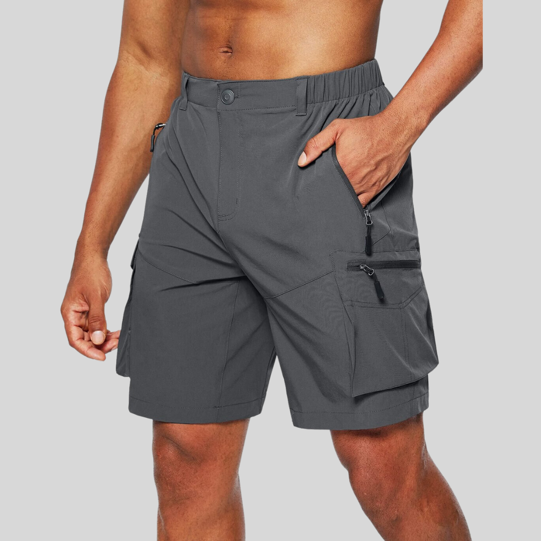 Men's Cargo Shorts | Elastic Waist, Zip Pockets