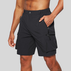 Men's Cargo Shorts | Elastic Waist, Zip Pockets