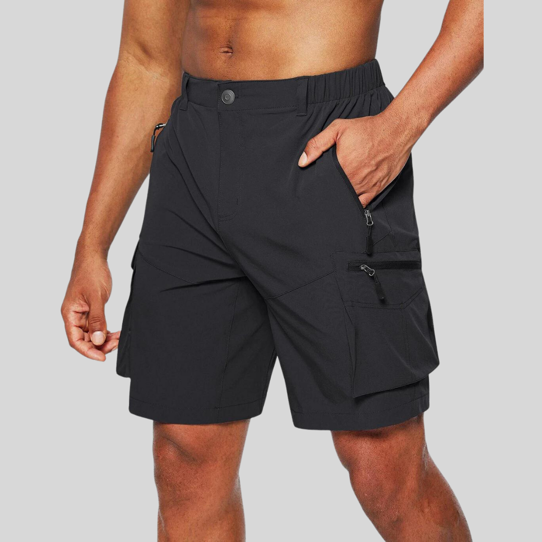 Men's Cargo Shorts | Elastic Waist, Zip Pockets