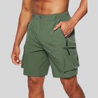 Men's Cargo Shorts | Elastic Waist, Zip Pockets