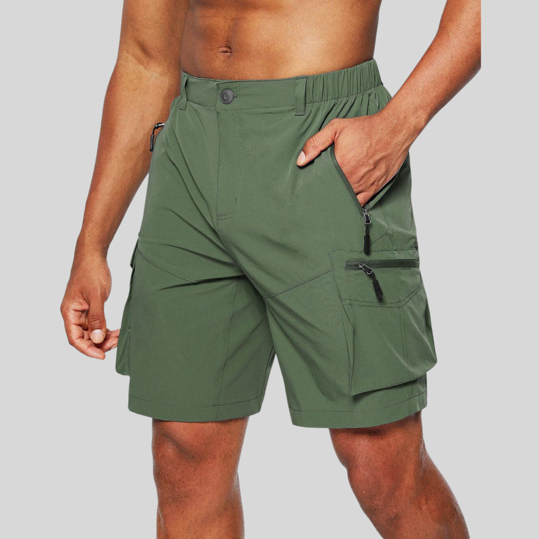 Men's Cargo Shorts | Elastic Waist, Zip Pockets