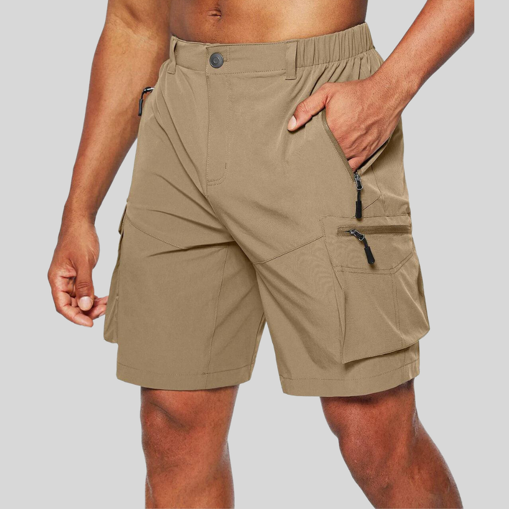 Men's Cargo Shorts | Elastic Waist, Zip Pockets