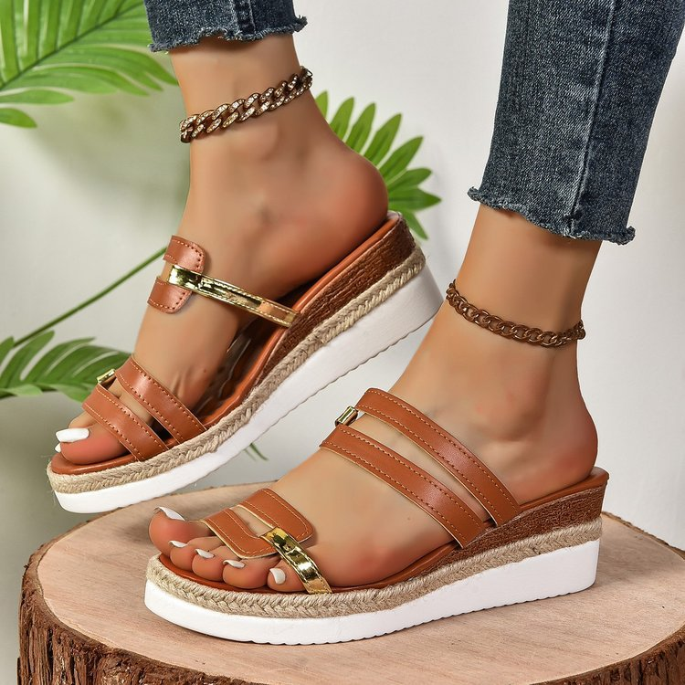 Nicolette | Women's Platform Sandals with Cushioned Sole & Rhinestone Straps | Stylish Footwear for All-Day Comfort 0