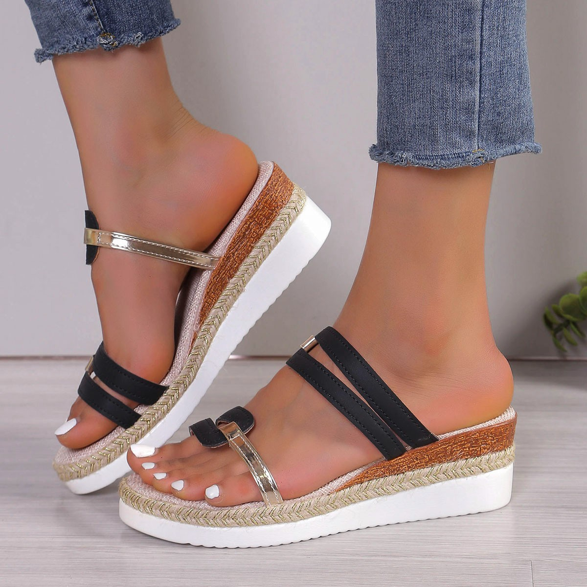 Nicolette | Women's Platform Sandals with Cushioned Sole & Rhinestone Straps | Stylish Footwear for All-Day Comfort 1