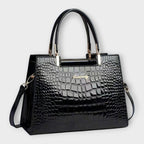Olivia Collection | Handbag with Glossy Crocodile Pattern & Spacious Interior | Elegant Accessory for Modern Women 0