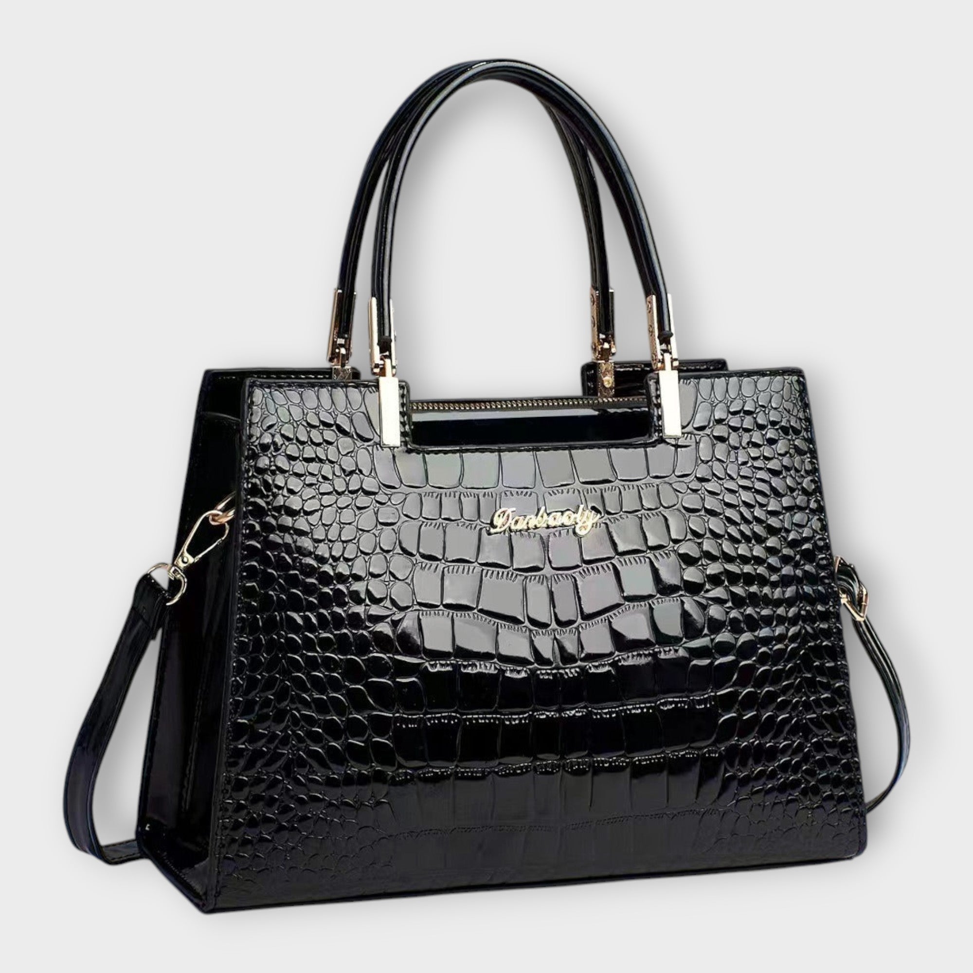 Olivia Collection | Handbag with Glossy Crocodile Pattern & Spacious Interior | Elegant Accessory for Modern Women 0