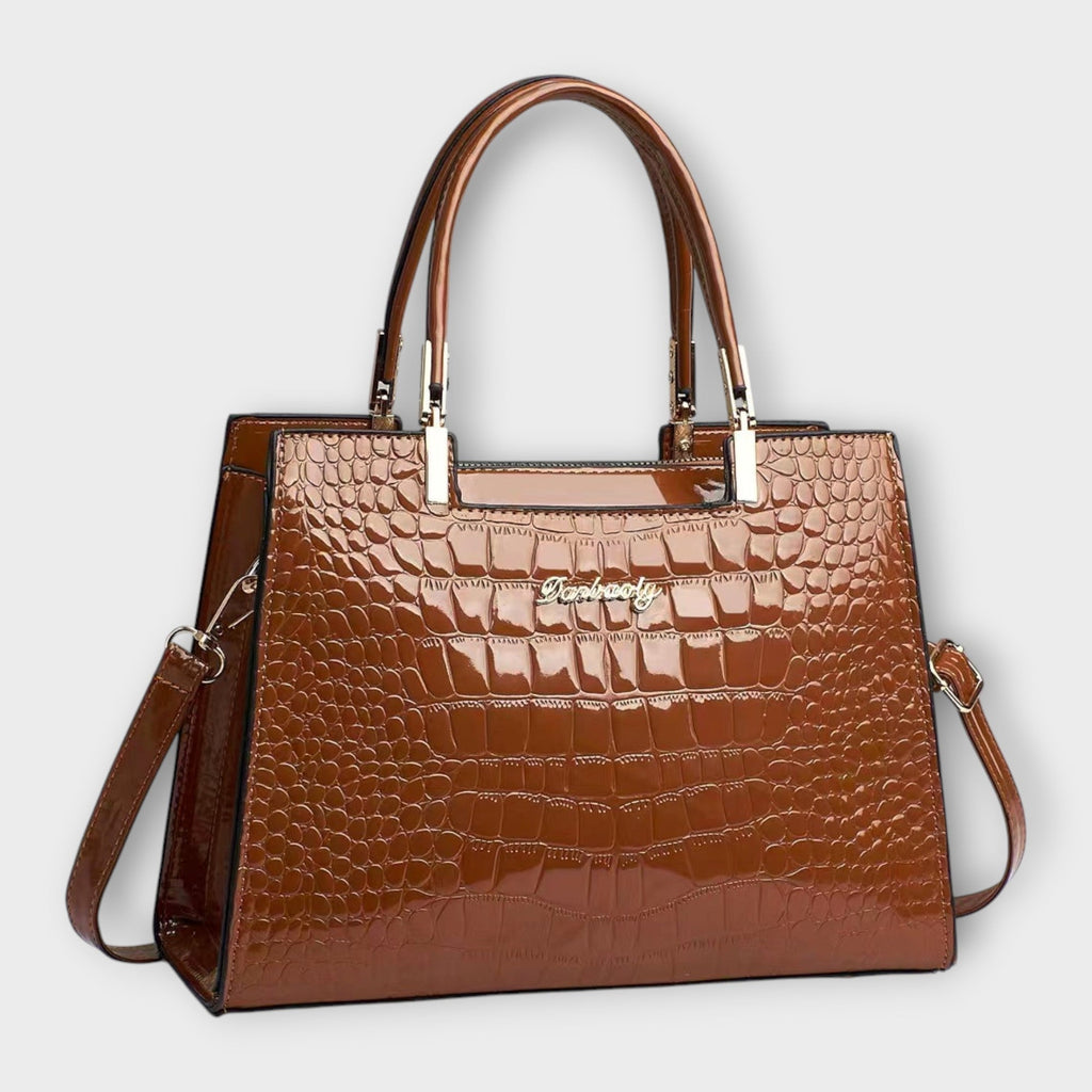 Olivia Collection | Handbag with Glossy Crocodile Pattern & Spacious Interior | Elegant Accessory for Modern Women 4