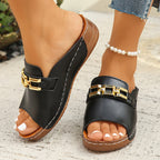 Opal Collection | Women's Sandals with Cushioned Footbed & Gold-Link Accents | Stylish Comfort for Everyday Wear 4