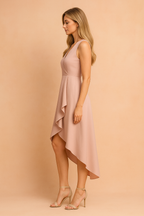 Sabrina | Women's Midi Dress with V-Neck and Asymmetrical Hem for Summer Events 1