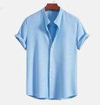 Men's Seersucker Shirt | Mandarin Collar, Lightweight