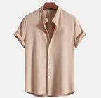Men's Seersucker Shirt | Mandarin Collar, Lightweight