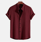 Men's Seersucker Shirt | Mandarin Collar, Lightweight