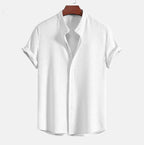 Men's Seersucker Shirt | Mandarin Collar, Lightweight