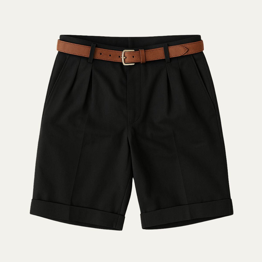 Men's Chino Shorts | Double-Pleat with Leather Belt