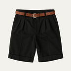 Men's Chino Shorts | Double-Pleat with Leather Belt