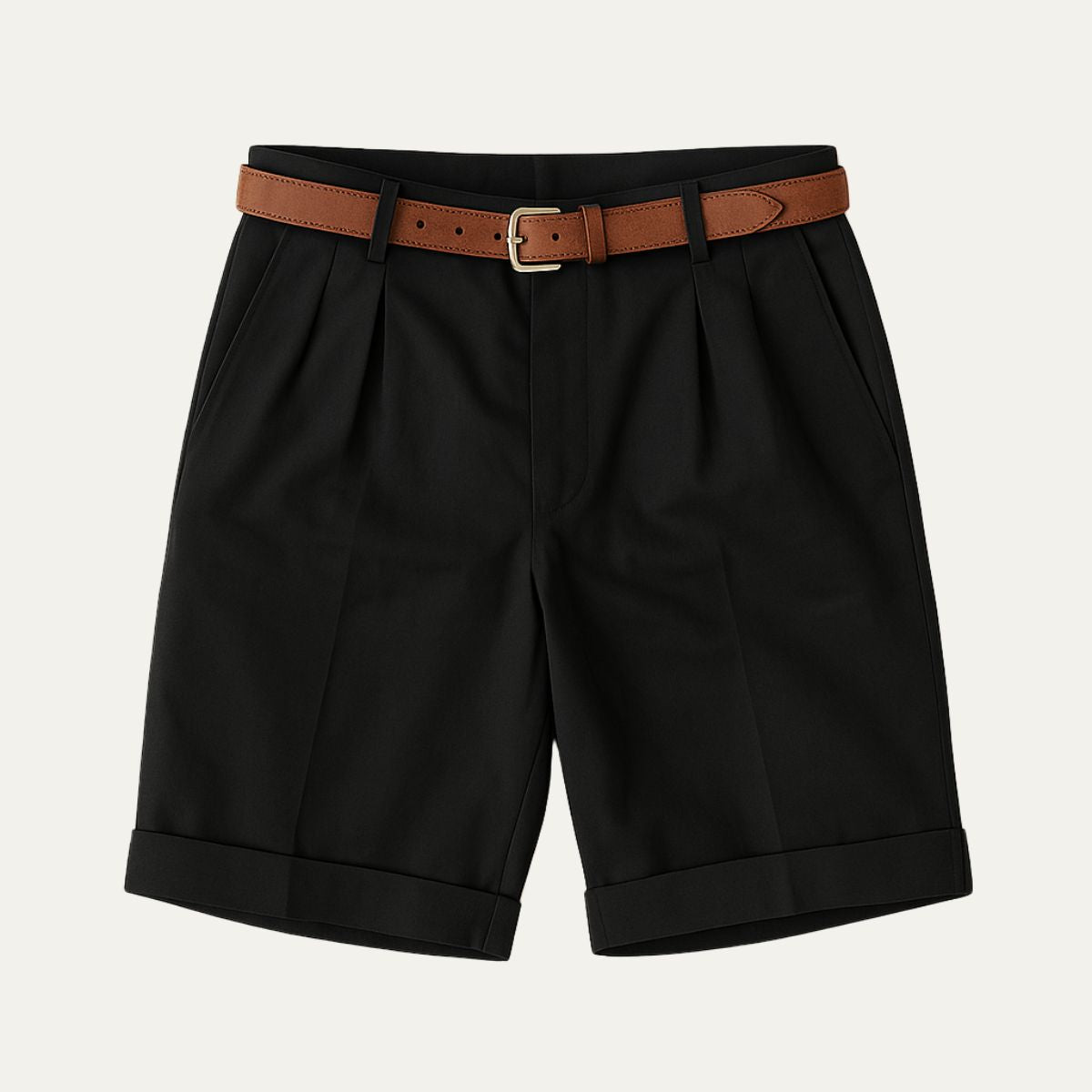 Men's Chino Shorts | Double-Pleat with Leather Belt