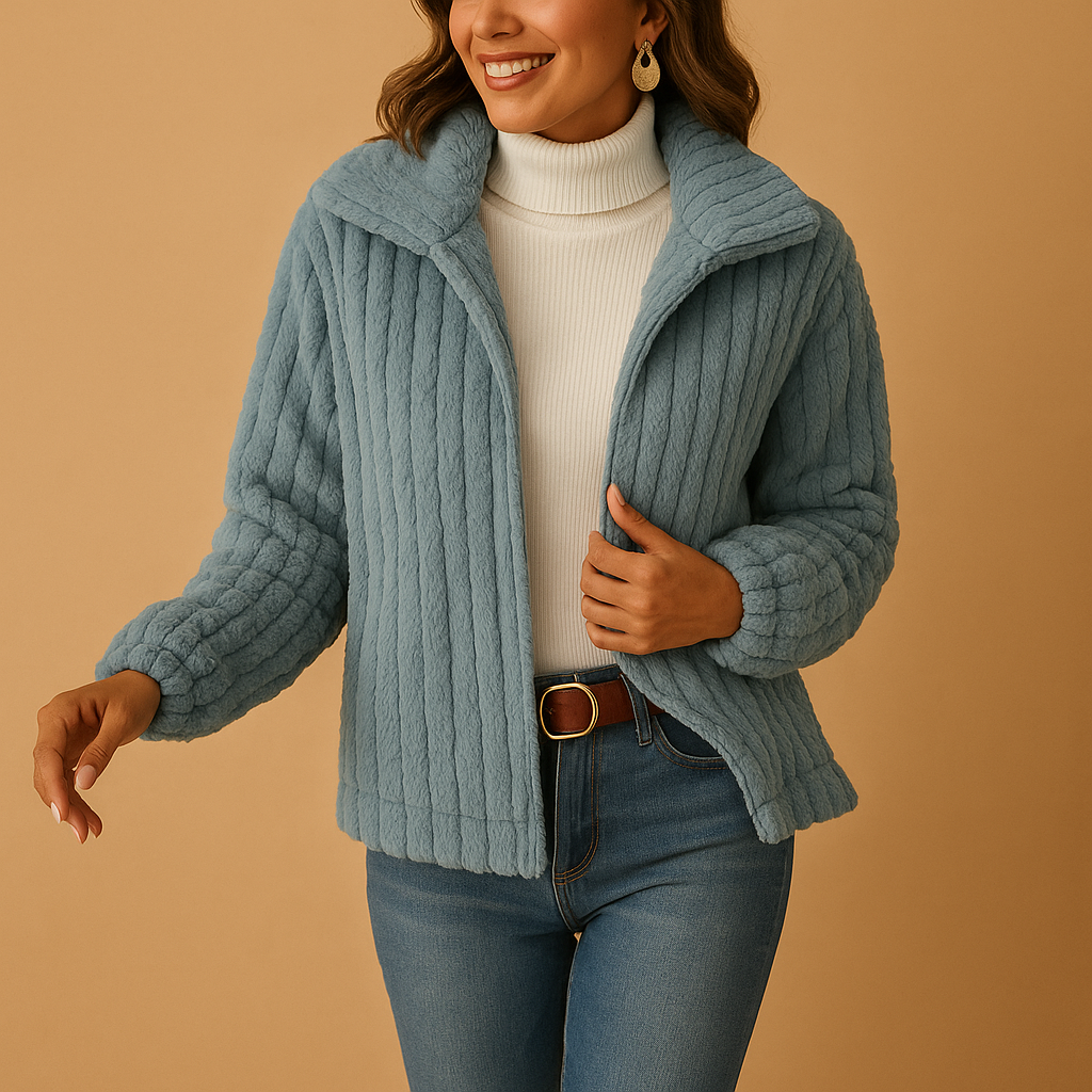 Women's Long Fleece Cardigan with Stand-Up Collar for Cozy Layering 0