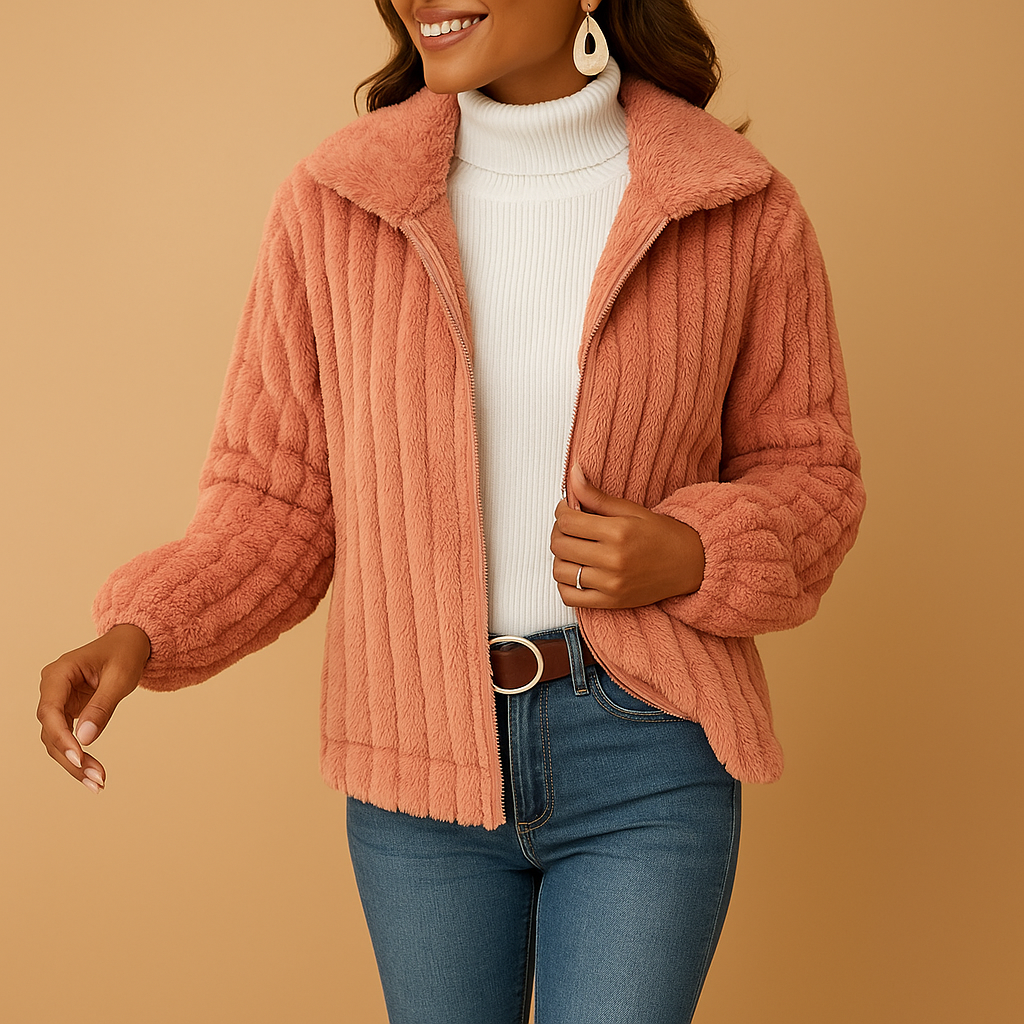 Women's Long Fleece Cardigan with Stand-Up Collar for Cozy Layering 3
