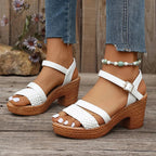 Woven Platform Sandals | Adjustable Ankle Strap for Stylish Comfort 1