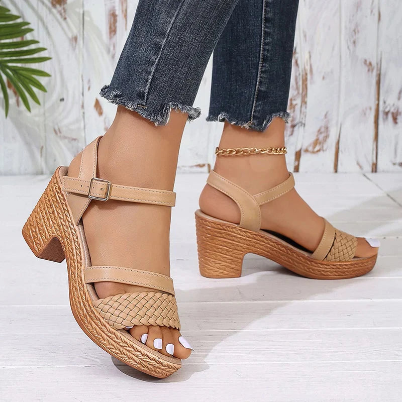 Woven Platform Sandals | Adjustable Ankle Strap for Stylish Comfort 4