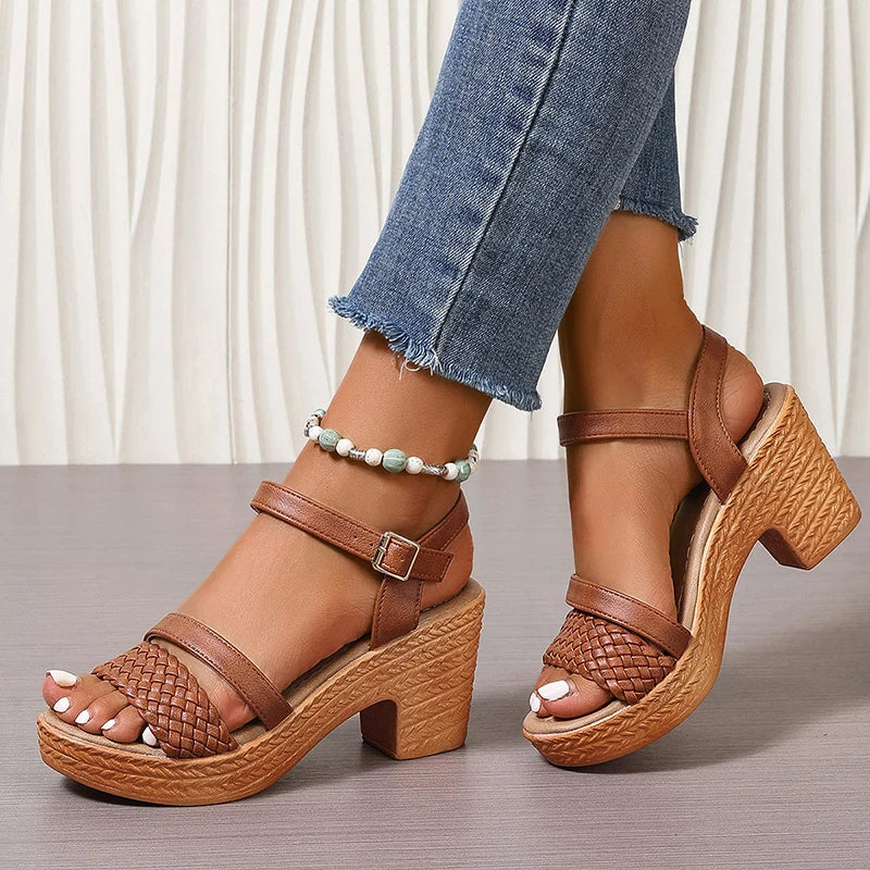 Woven Platform Sandals | Adjustable Ankle Strap for Stylish Comfort 6