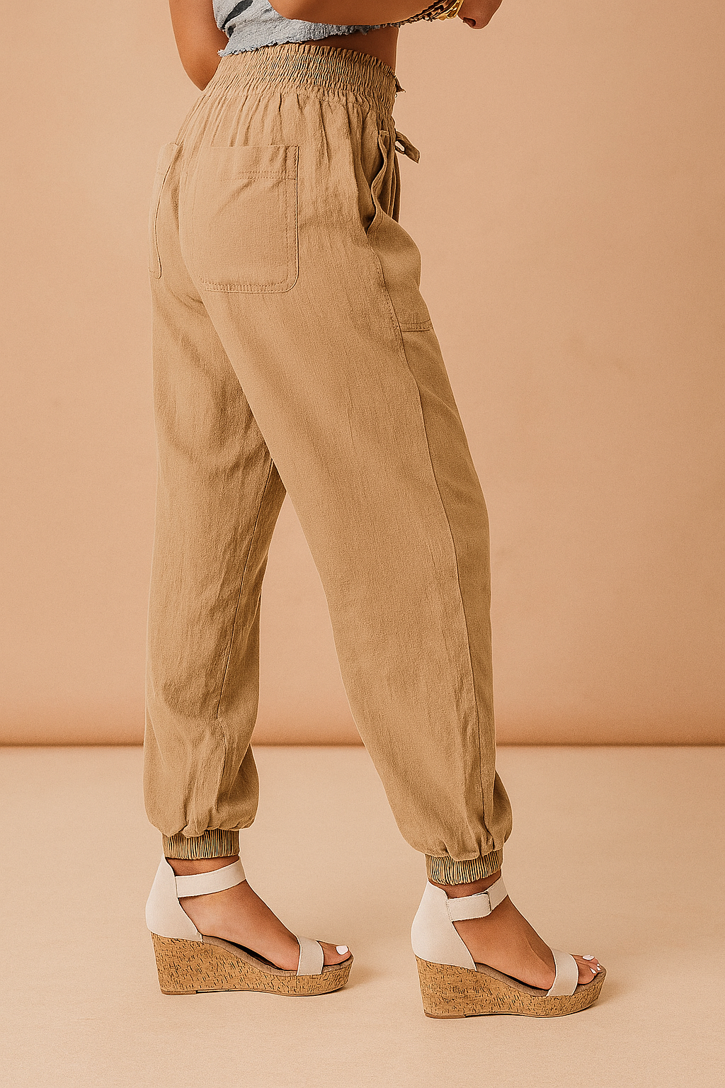 Zuzanna | Women's Tapered Loose Trousers with Adjustable Waist Ties 0