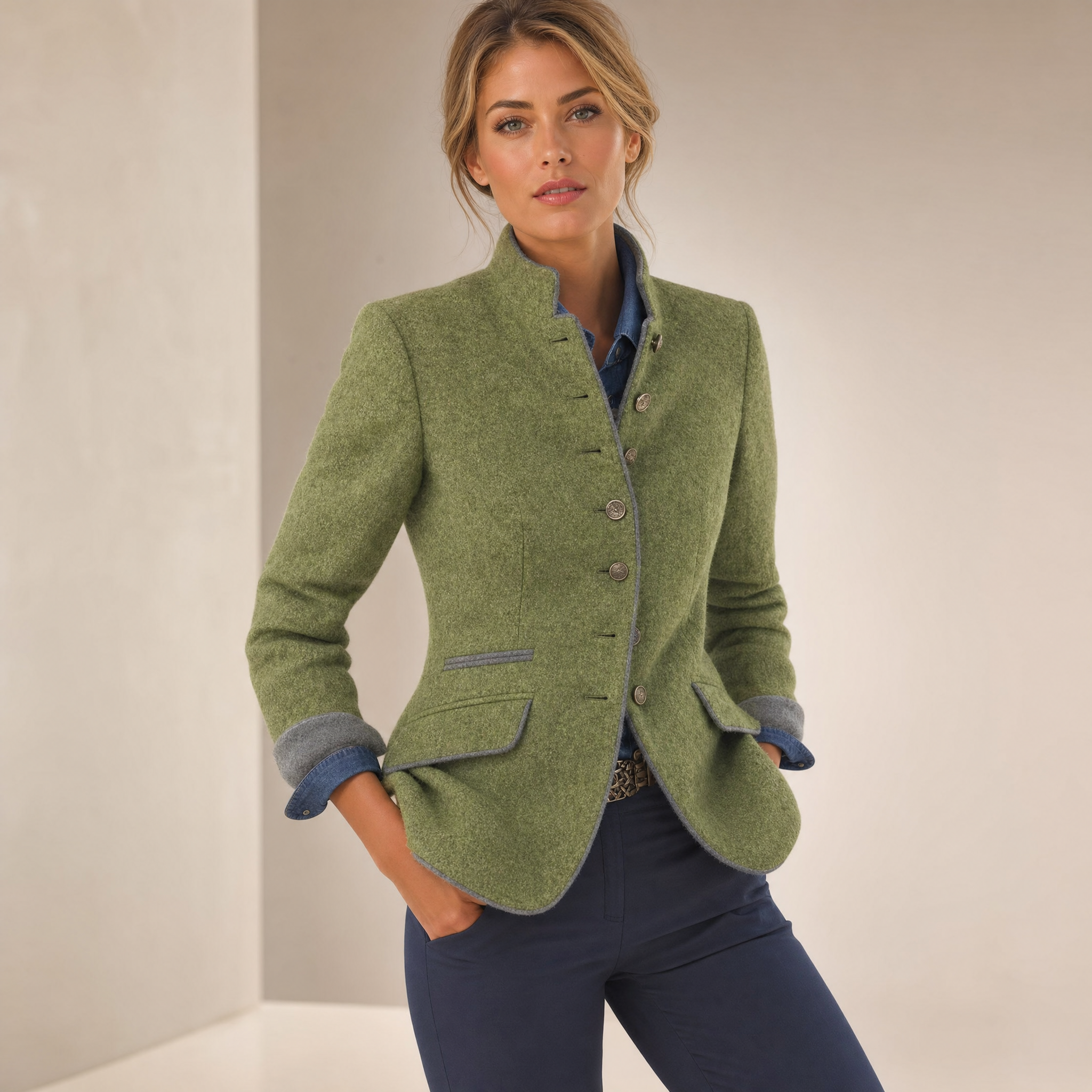 Women's High-Collar Cardigan – Soft Knit Sweater Layer