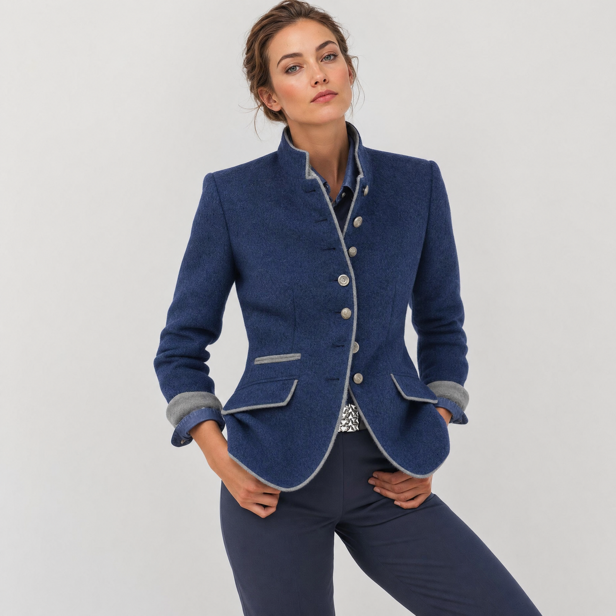 Women's High-Collar Cardigan – Soft Knit Sweater Layer