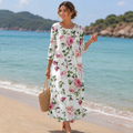 Women's Floral Summer Dress – Breathable Flowy Casual Midi Dress