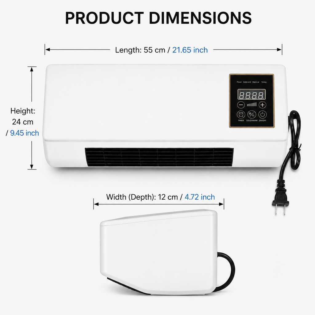 Wall-Mounted Air Conditioner – Portable Mini AC, 3-Speed Air Flow, Timer