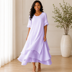 Women's Summer Dress – Open Neck Flowy Casual Midi Dress