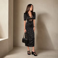 Lace Maxi Dress with Short Sleeves | Hollow Out Long Dress for Women