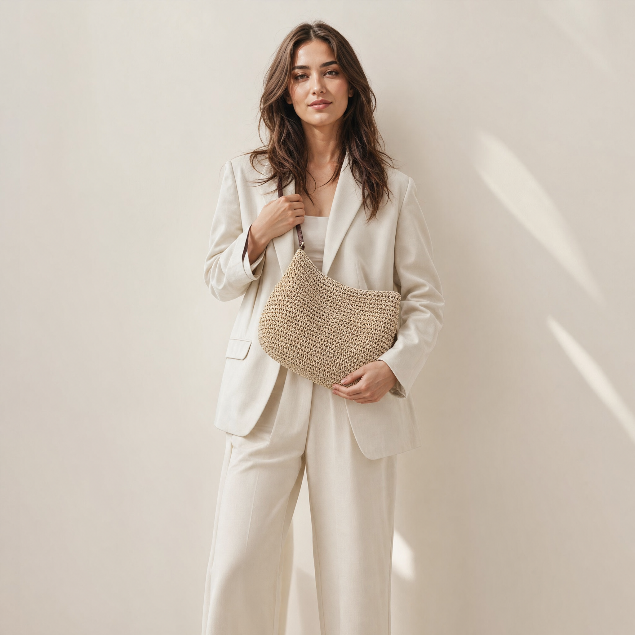 Women's Beige Slouchy Tote Bag – Adjustable Strap Everyday Handbag