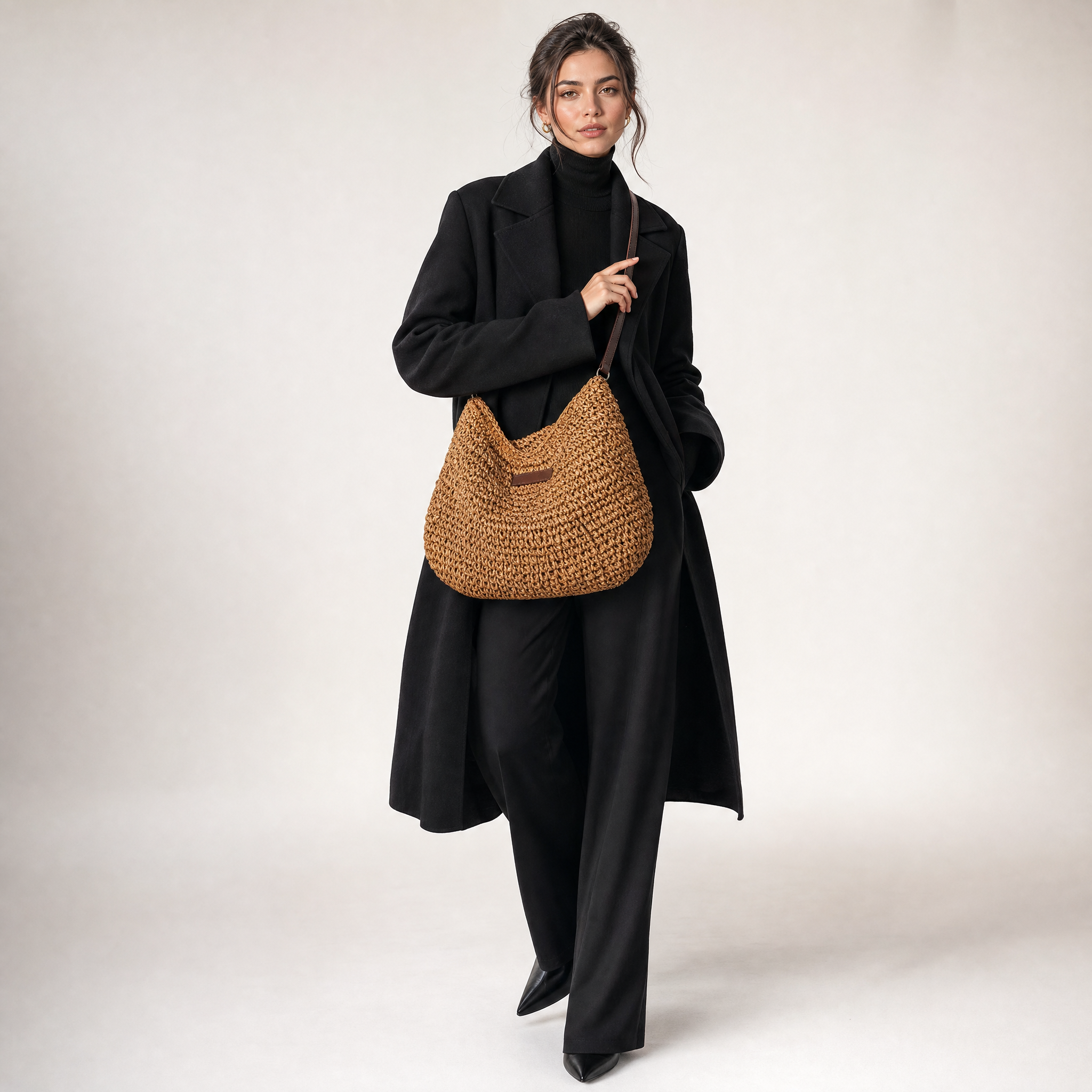 Women's Beige Slouchy Tote Bag – Adjustable Strap Everyday Handbag