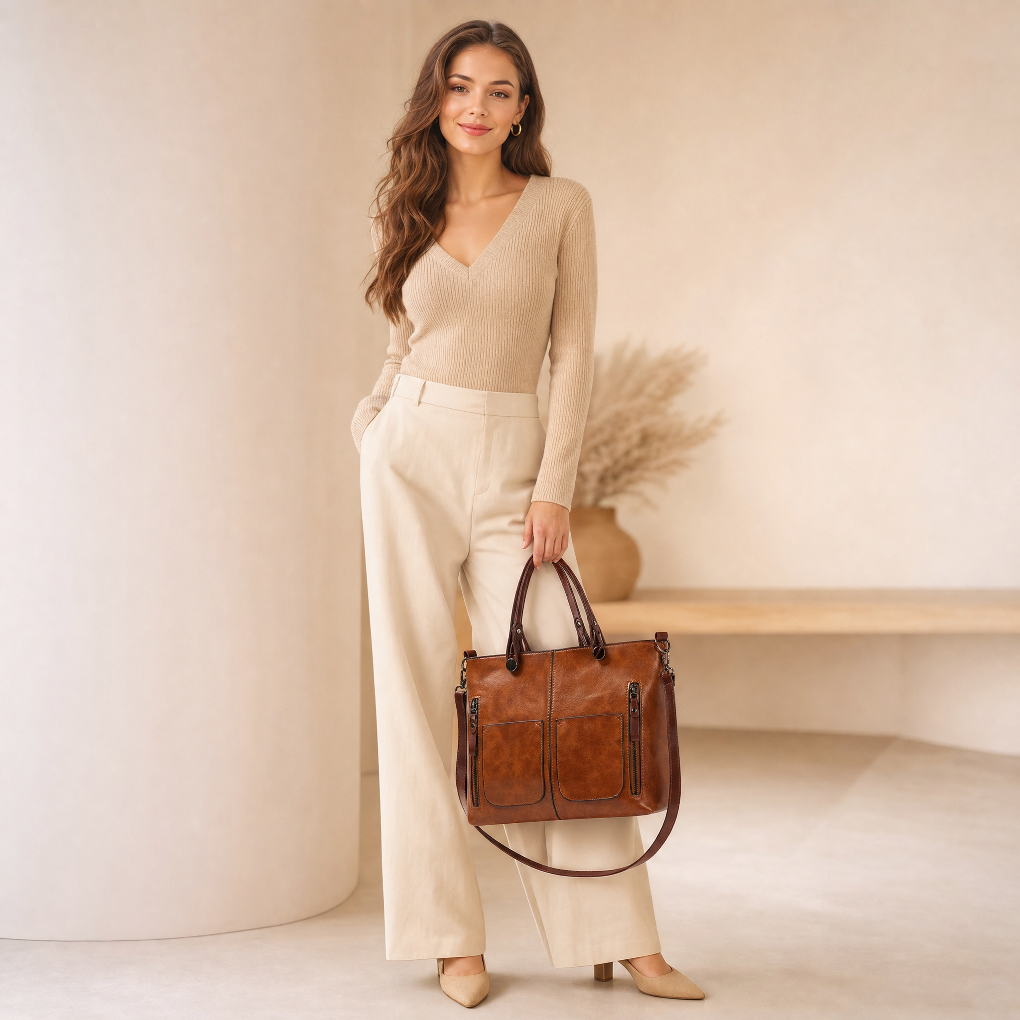 Women's Leather Tote Bag – Large Everyday Shoulder Bag