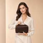 Women's Checkered Makeup Bag – Travel Cosmetic Organizer Pouch