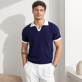 Men's Knitted Polo Shirt | Ribbed Cuffs, Classic Fit