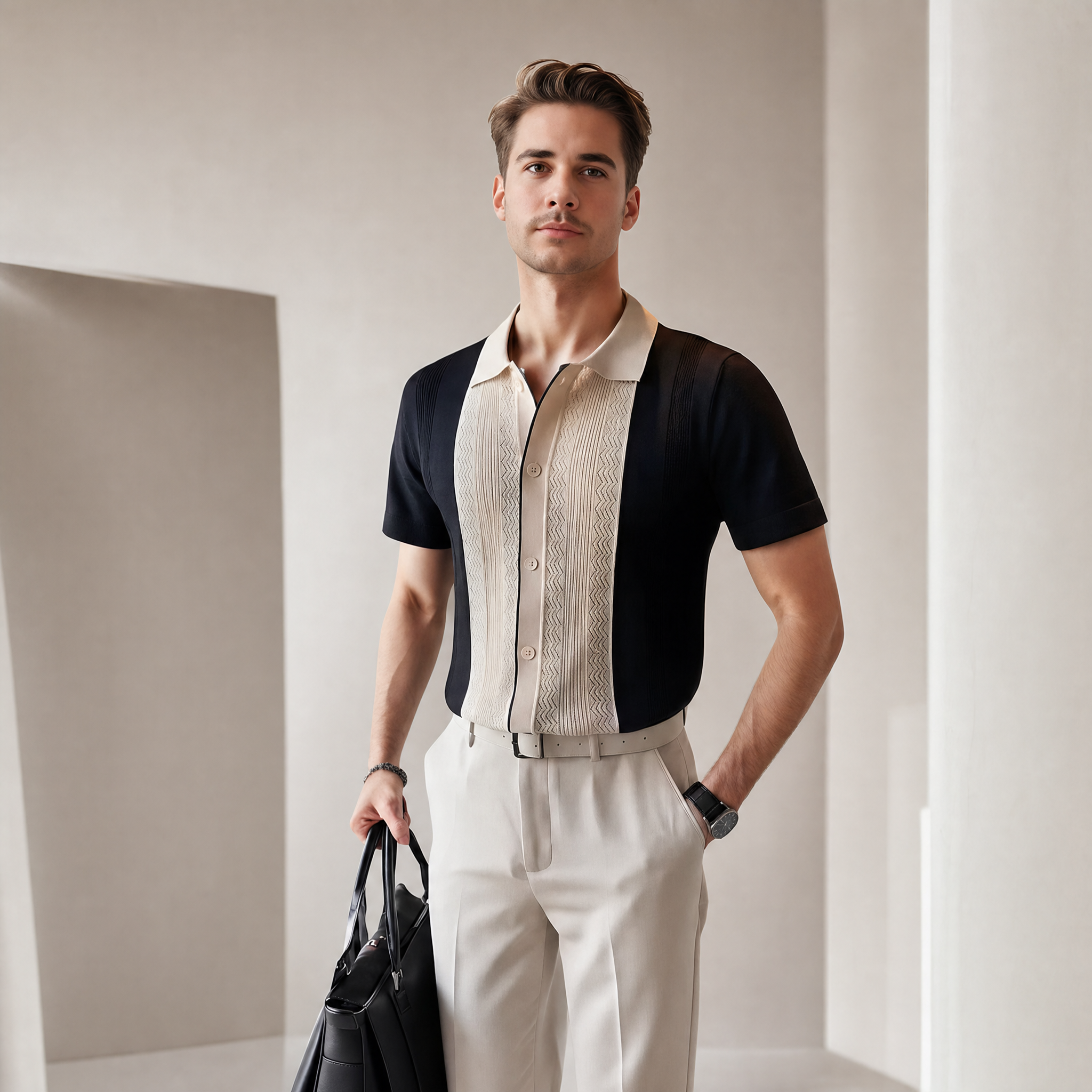 Men's Polo Shirt | Contrast-Panel Smart-Casual Design