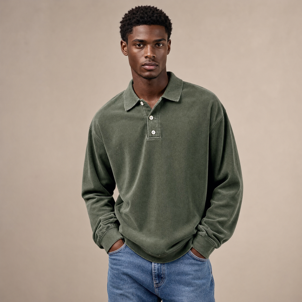 Men's Long-Sleeve Polo | Relaxed-Fit Everyday Style