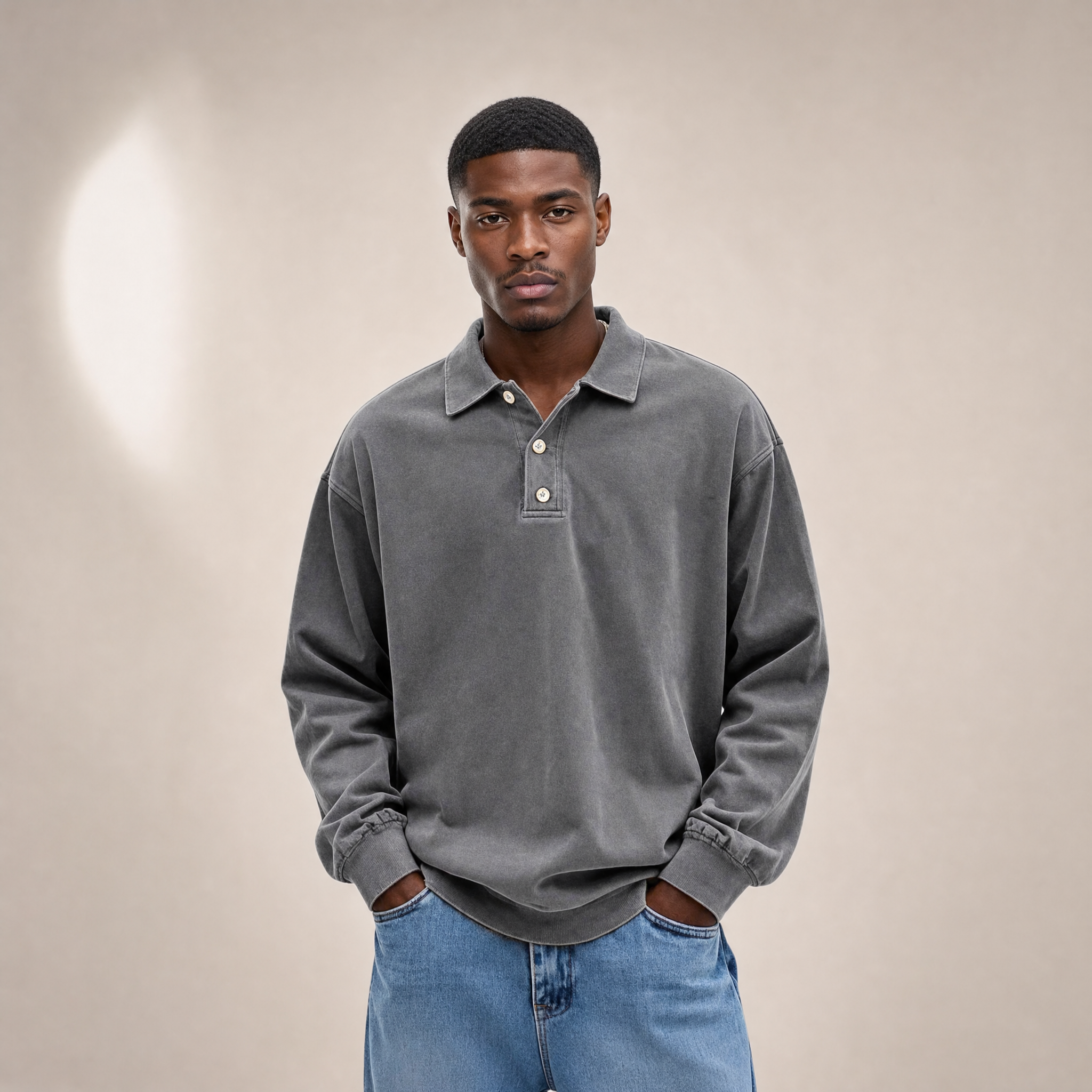 Men's Long-Sleeve Polo | Relaxed-Fit Everyday Style