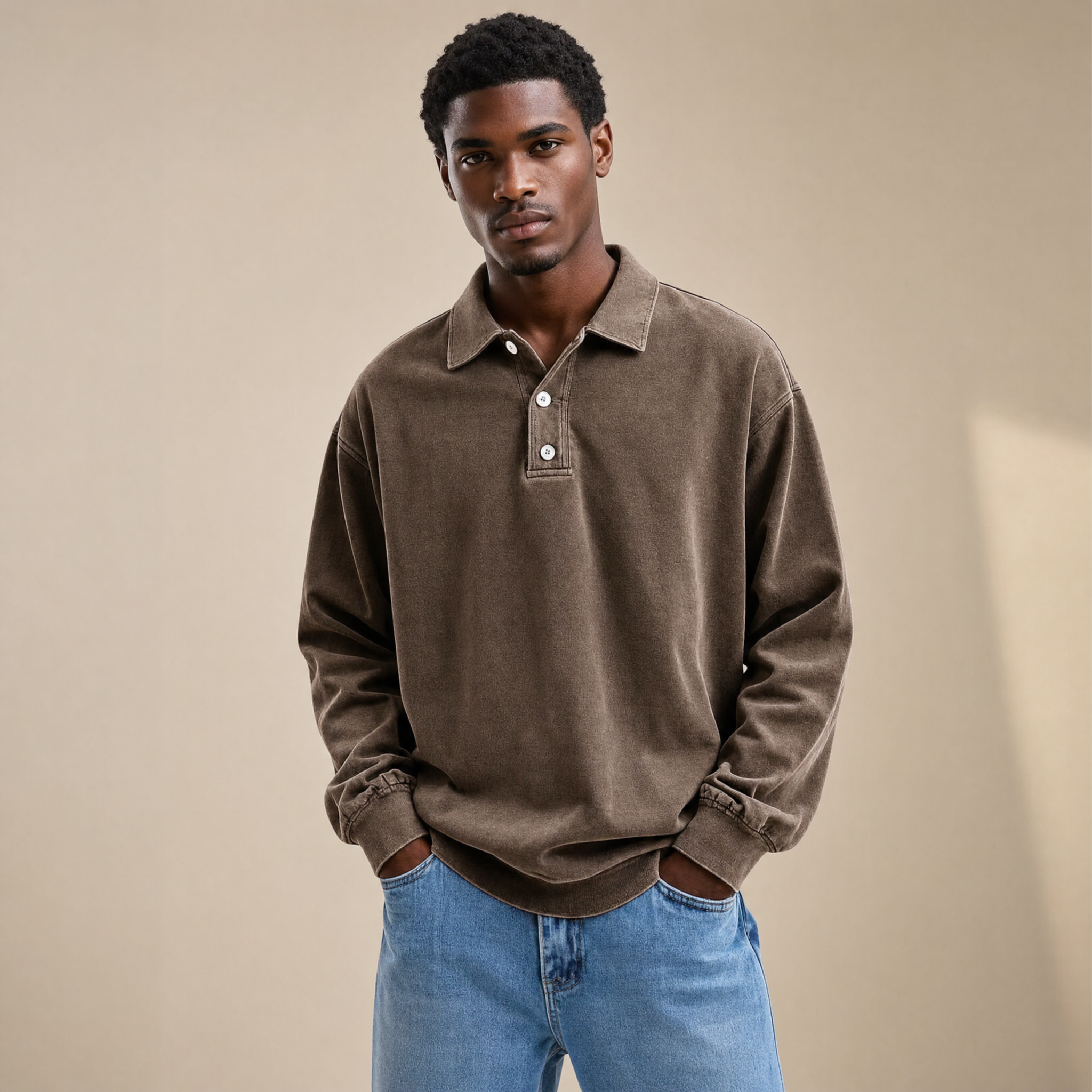 Men's Long-Sleeve Polo | Relaxed-Fit Everyday Style